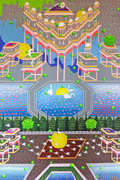 <Palace Of Illusion Series, Natural Pigment,Silk,Board, 72x48 Inches, 2015, 