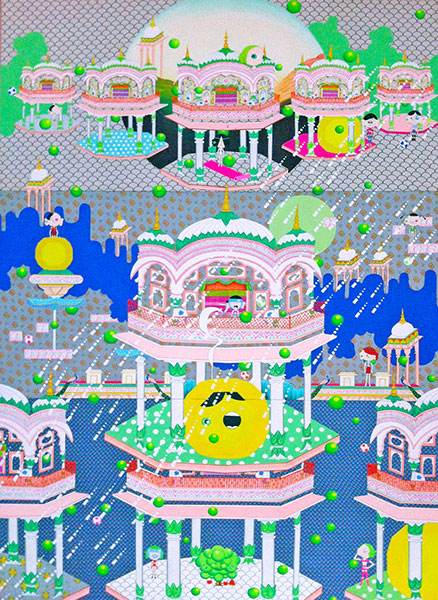 <Palace Of Illusion Series, Natural Pigment,Silk,Board, 73x48 Inches, 2015, 