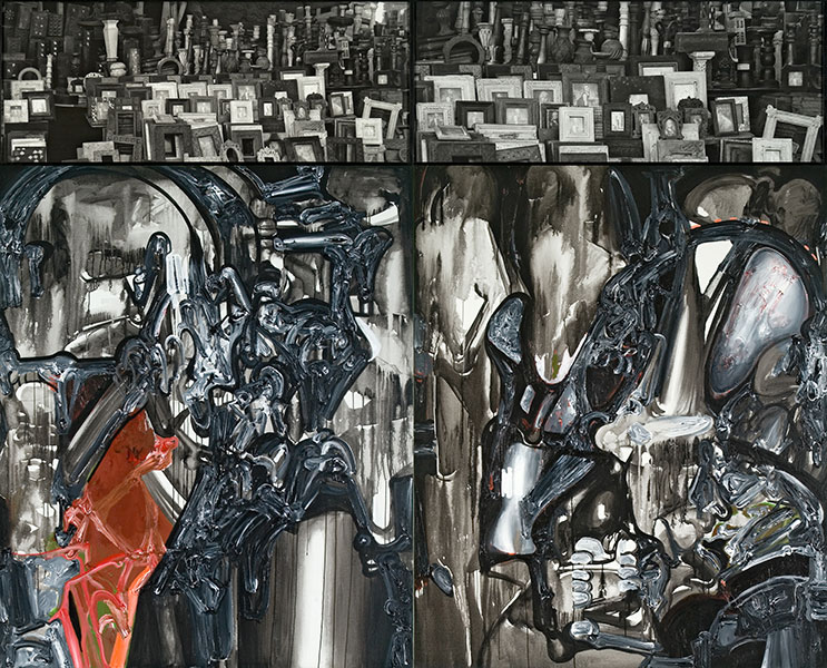 <Cloud Of Steel Memories, Acrylic,Oxide,Canvas, 90x102 Inches, 2010, 