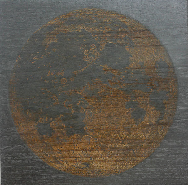<Graphite and Dry Pastel on Teak Wood, 18 x 18 inches, 2015, 